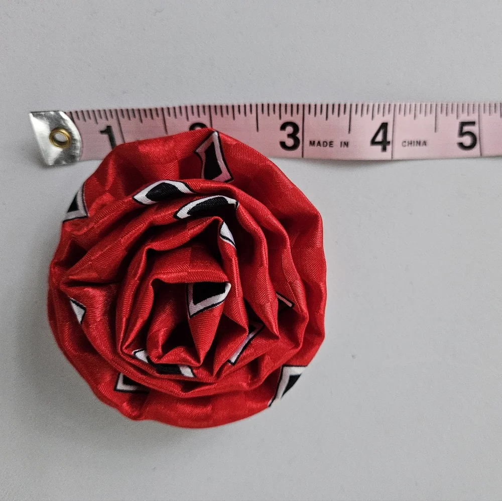 Red Satin Fabric Pattern Pin / Hair Clip